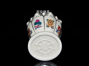 佛教用品陶瓷酥油灯八吉祥莲花油灯佛灯 供灯 陶瓷莲花酥油灯大号价格 厂家 图片